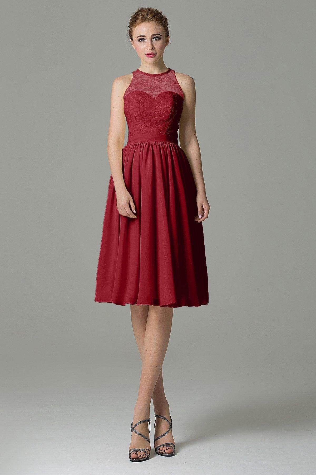 A-Line Knee Length Lace Short Bridesmaid Dress COZK16003 - COCOMELODY